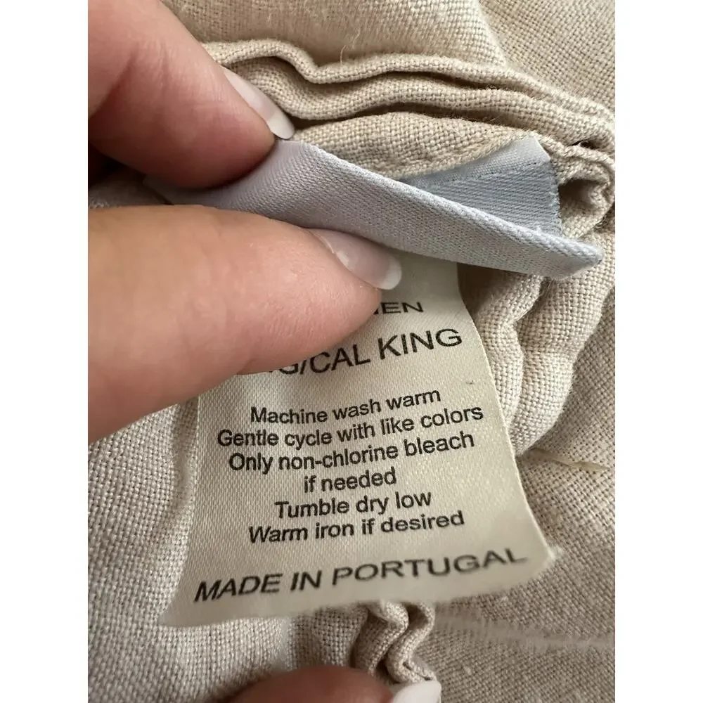 100% FLAX LINEN PARACHUTE Beige TOAST KING California KING Duvet Cover PORTUGAL